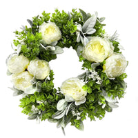 Spring Summer Peony and Eucalyptus Wreath for Front Door Home Decor