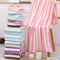 Coral Fleece Striped Towel Set - Thick, Quick-Dry, Super Absorbent Bath Towels