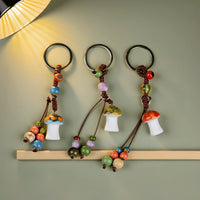 Jingdezhen Ceramic Mushroom Keychain Ethnic Style Bag Charm