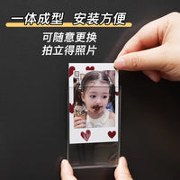 Magnetic Photo Frame for Instax Acrylic Transparent Small Card Holder Display Stand Wedding Certificate Photo Frame Refrigerator Magnet DIY