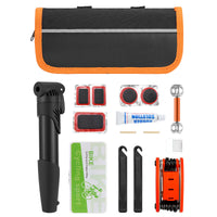 Bicycle Repair Kit with Tire Pump, Patch Kit, Wrench Set, and Multi-tool for Mountain Bikes
