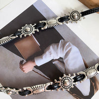 American Retro Carved Leather Belt for Jeans - Vintage Style Waist Chain Accessory