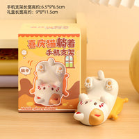 Cute Cat Resin Phone Holder & Glasses Display Stand for Desk Decor