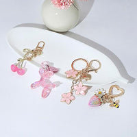 4-Piece Cherry Keychain Set with Handbag Charm and Wallet