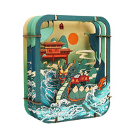 Chinese Style DIY 3D Puzzle Dragon Boat Paper Sculpture Ornament for Kids