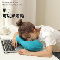 Inflatable U-Shaped Cooling Neck Pillow for Travel with Press Pump, Portable and Packable