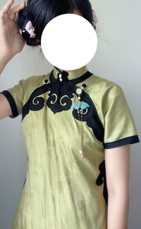 Chinese Style Freshwater Pearl Brooch for Cheongsam Tea Zen Clothing with Bell