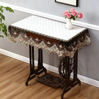 Vintage Sewing Machine Dust Cover with Lace Trim, Rectangular Fabric Protector for Treadle Machines