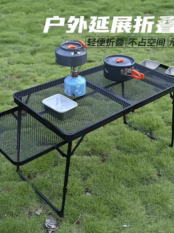 Outdoor Folding Mesh Table, Portable Camping Picnic Table for BBQ, Grilling, and Outdoor Activities