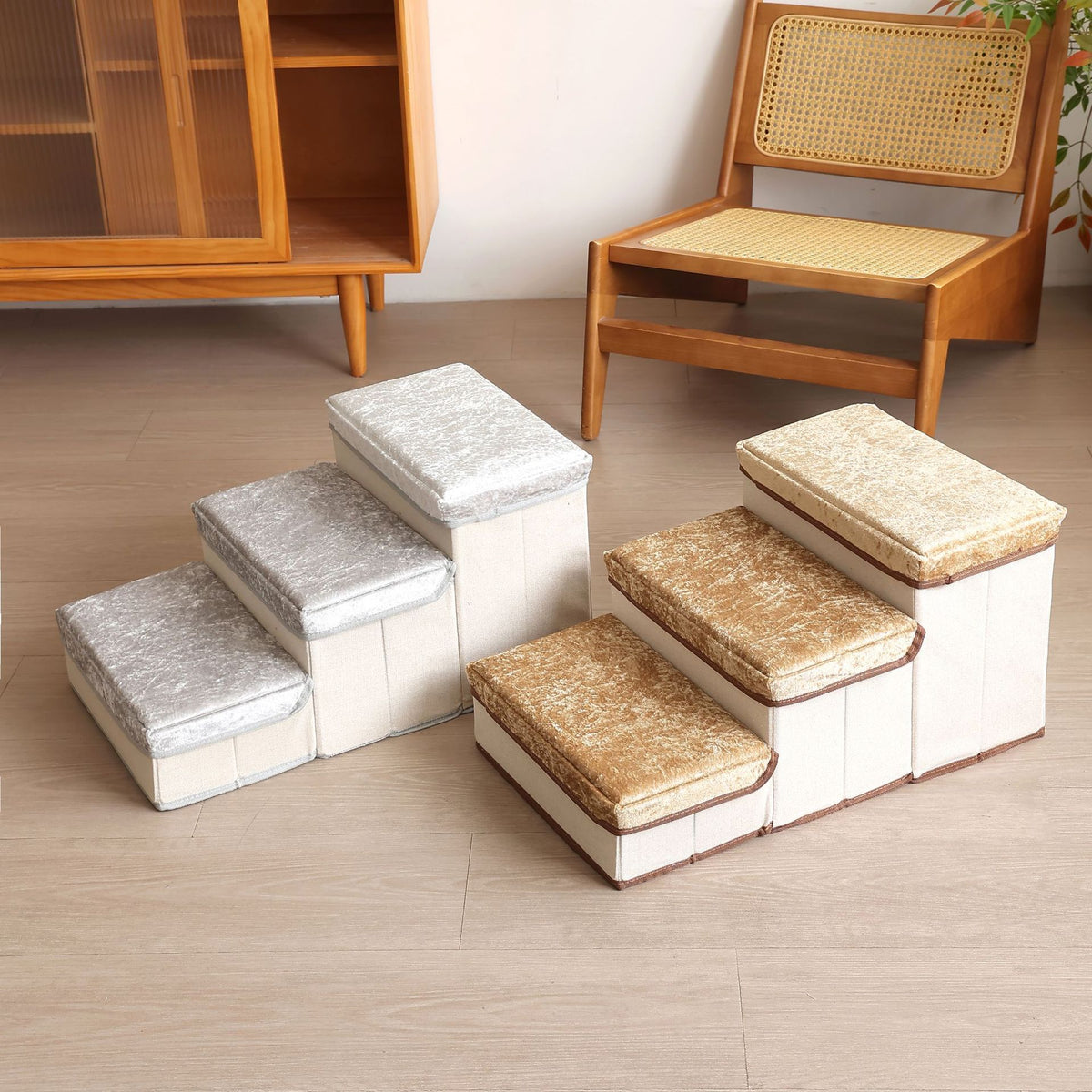 Foldable Pet Stairs for Dogs - Portable Storage Steps for Beds and High Surfaces