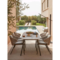 Outdoor Patio Garden Waterproof Sunscreen Rattan Woven Furniture Set with Rope Braided Coffee Table