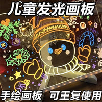 DIY Luminous Drawing Board Acrylic Message Board with Stand and Pens for Kids and Home Use
