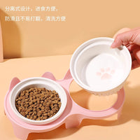 Pet Ceramic Elevated Feeding Bowl for Cats and Small Dogs, Anti-Tip Design, Neck Protection Food and Water Dish