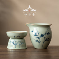 Hand-Painted Underglaze Ceramic Tea Strainer & Gongdao Cup Set