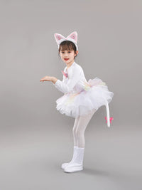 Kids' Sequin Cat Costume Set with Headpiece, Tail, and Foot Covers for Dance and Stage Performances