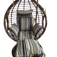 Rattan Wicker Hanging Chair Swing with Stand and Cushion, Single/Double Seater, American Style