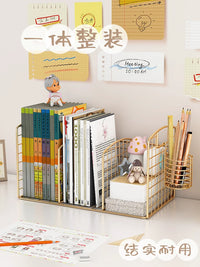 Desktop Iron Art Bookshelf Organizer for Office and Home