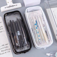 Japanese Style Transparent Pencil Pouch Large Capacity PVC Cosmetic Bag