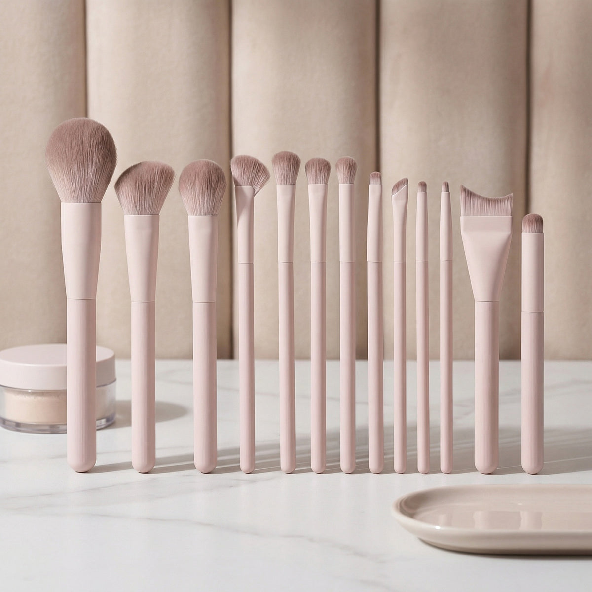 13-Piece Peach Blossom Makeup Brush Set for Eyes, Cheeks, and Face