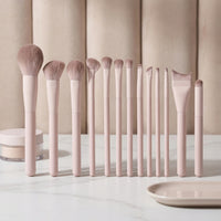 13-Piece Peach Blossom Makeup Brush Set for Eyes, Cheeks, and Face