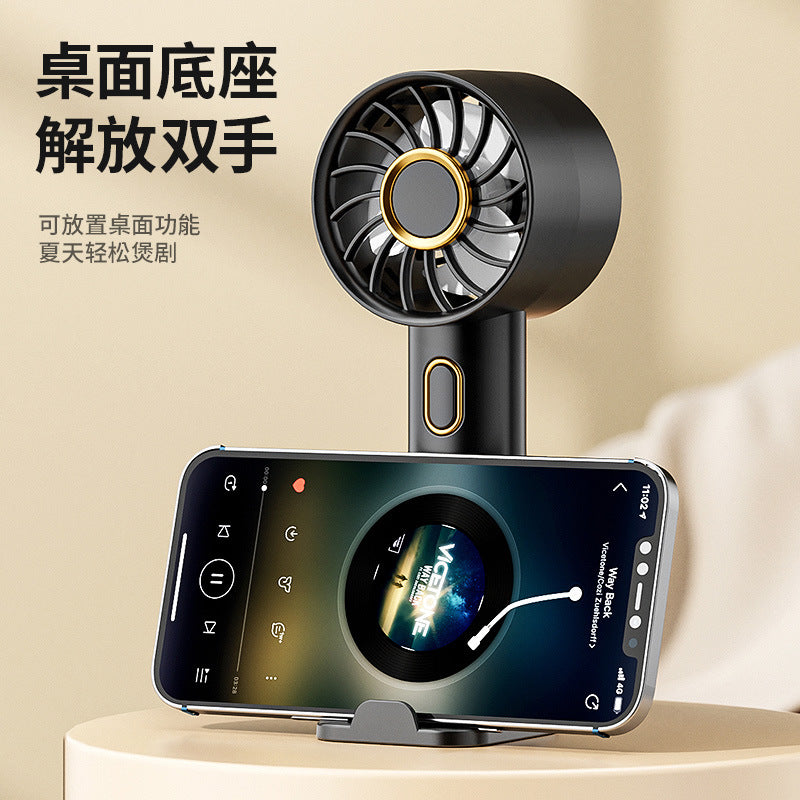 Portable Handheld Mini Fan with Ice Compress Function, USB Rechargeable Quiet Desk Fan for Home and Outdoor Use