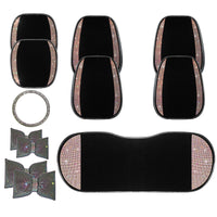 Rhinestone Car Seat Cushion Set - Universal Fit, Non-Slip, Breathable, Bling Decor for Auto Interior