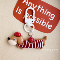 Fashionable Dachshund Dog Keychain & Brooch Set for Bags, Keys, and Hair Accessories