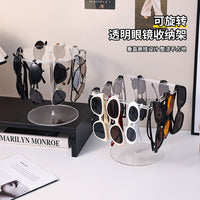 Clear Rotating Acrylic Eyewear Organizer Stand for Desktop or Hanging Display