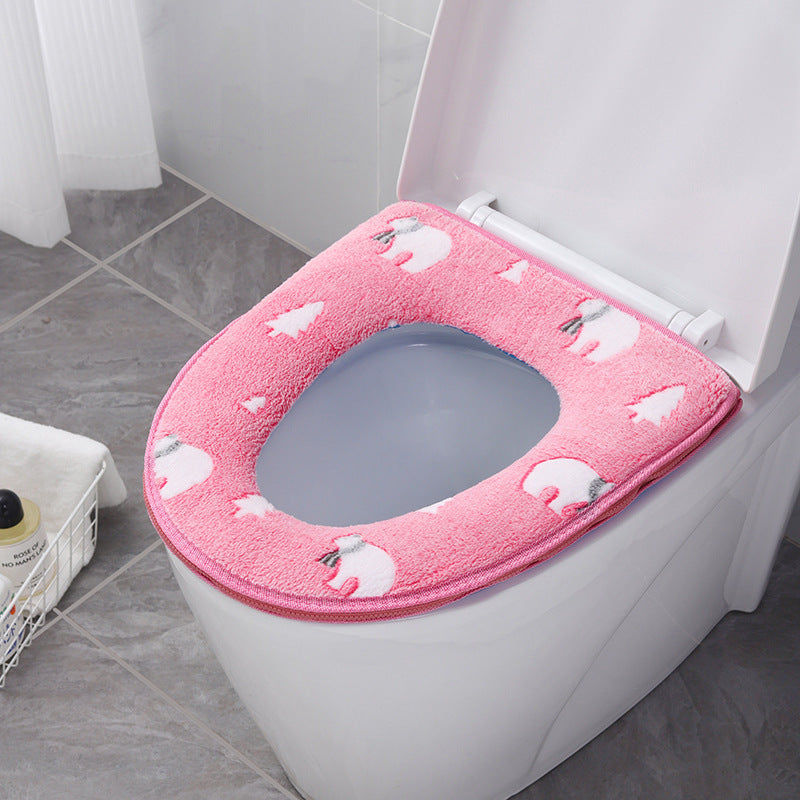 Velcro or Zipper Plush Toilet Seat Cover for Winter, Universal Fit