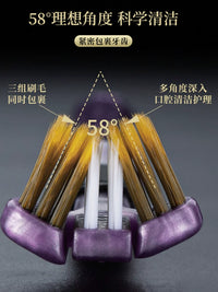 3-Sided Soft Bristle Toothbrush for Comprehensive Oral Cleaning, Tongue Scraper Included, Portable Design