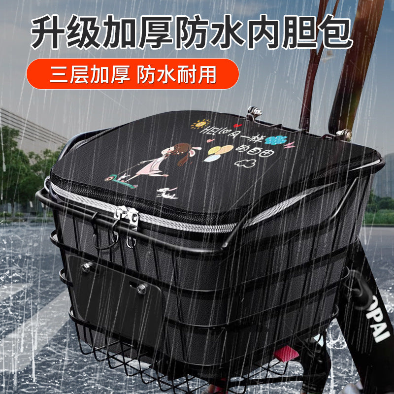 Electric Scooter Basket Liner Bag, Bicycle Front Storage Pouch, E-bike Hanging Organizer