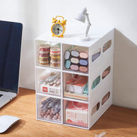 Stackable Clear Plastic Desk Organizer with Drawers for Stationery, Cosmetics, and Small Items