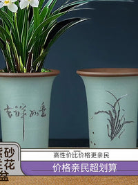 Minimalist Zisha Clay Orchid Pot Handmade Planter for Indoor Plants and Bonsai