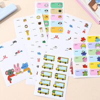 Cartoon Name Stickers for Kids - Waterproof Labels for School Supplies, Water Bottles & Books