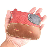 Cute Cartoon Cow Multifunctional Leather Wallet Key Pouch Coin Purse for Men and Women