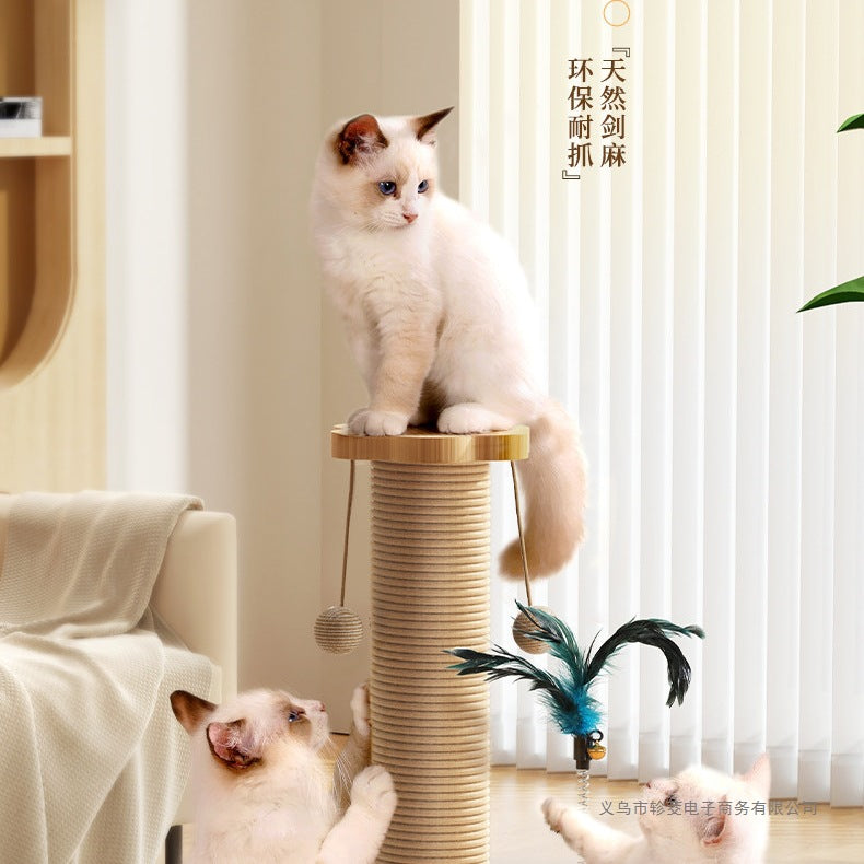 Sisal Cat Scratching Post with Teasing Toy and Climbing Frame