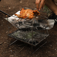 Hike Mount Portable Stainless Steel Folding Fire Pit & BBQ Grill for Outdoor Camping