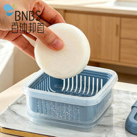 BNBS Macaron Double-Layer Soap Dish with Lid and Drain Rack, Stackable for Bathroom