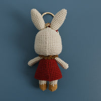 Pearl Bunny Handmade Knitted Doll Creative Wool Crochet Rabbit Pendant Exquisite Handcrafted Bag Charm