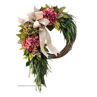 Hydrangea Wreath with Bow for Farmhouse Decor