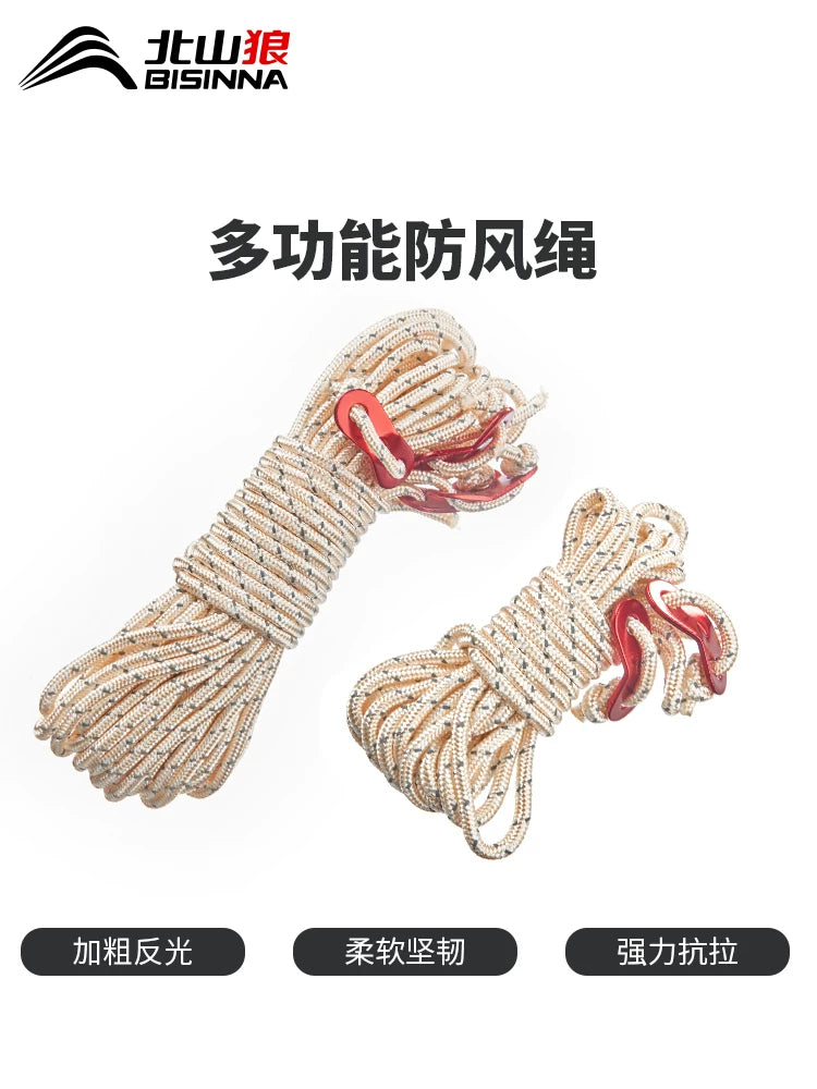 Beishanlang Tent Tarp Wind Rope with Metal Adjuster Buckles for Outdoor Camping