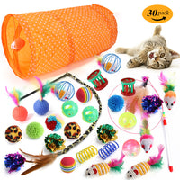 Interactive Cat Toy Tunnel Set with Wand and Plush Mouse