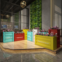 Industrial Style Iron Planter Box with Fence for Outdoor Patio and Public Spaces