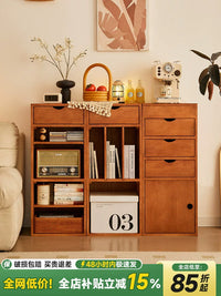 Solid Wood Narrow Bookshelf Storage Cabinet with Adjustable Shelves