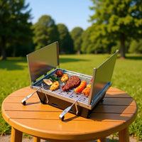 Portable Folding Stainless Steel Charcoal BBQ Grill for Home & Outdoor Camping
