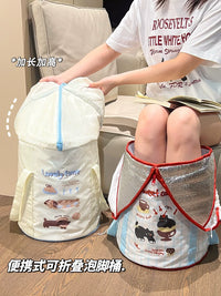 Foldable Foot Bath Tub with Lid, Portable Insulated Foot Soaking Basin for Home and Travel, Deep Design Over Calf