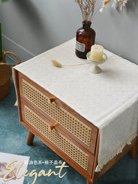 French Vintage Linen Dust Cover for Nightstands and Small Appliances