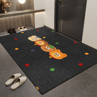Cartoon Crystal Velvet Entrance Mat Dust Removal Non-Slip Floor Mat for Home
