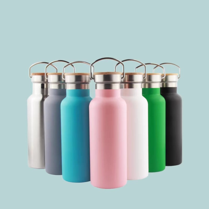 304 Stainless Steel Insulated Water Bottle with Handle, Frosted Portable Sports Kettle for Outdoor Travel