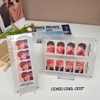 Magnetic Acrylic Photo Card Holder with Card Slot and Stand for 4-Cut Photos and Bookmarks